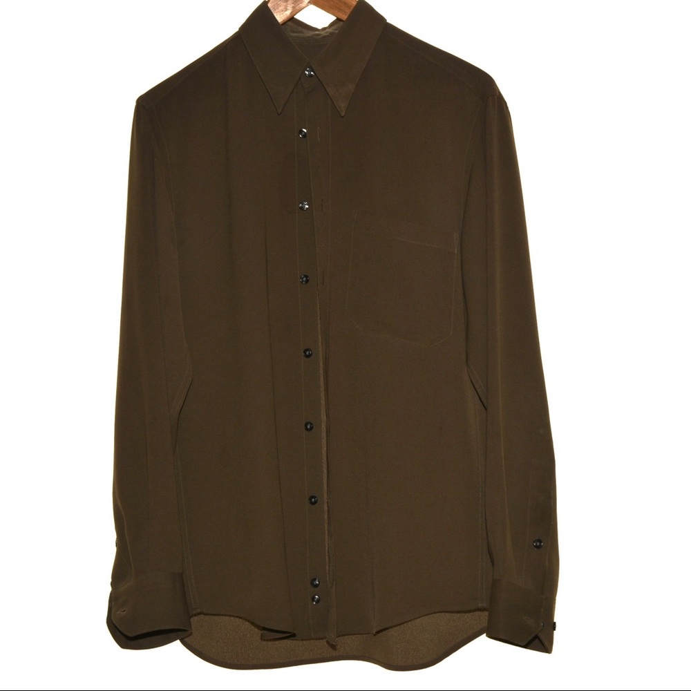 Mens dress shirt polyester material nice shirt